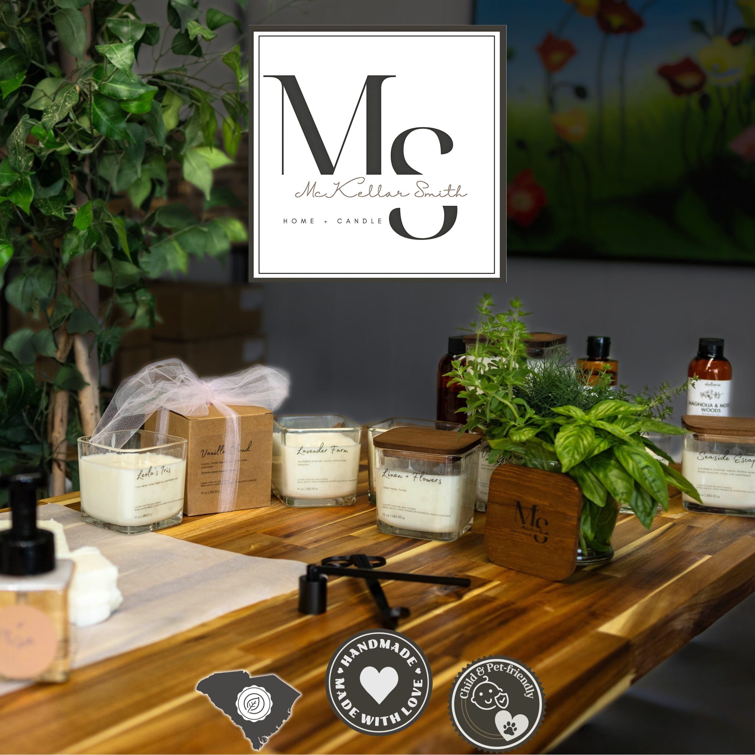 McKellar Smith candles on display